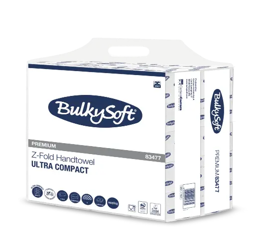 Ultracompact Easy Bag BulkySoft Premium Zigzag Hand Towels 21.5×24 cm 2-Ply