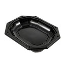 Achteckige schwarze Cateringplatte 35 cm mit Deckel – 5 × 10 Stück