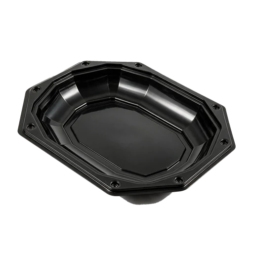 Octagonal black catering platter 35 cm with lid – 5 × 10 pieces