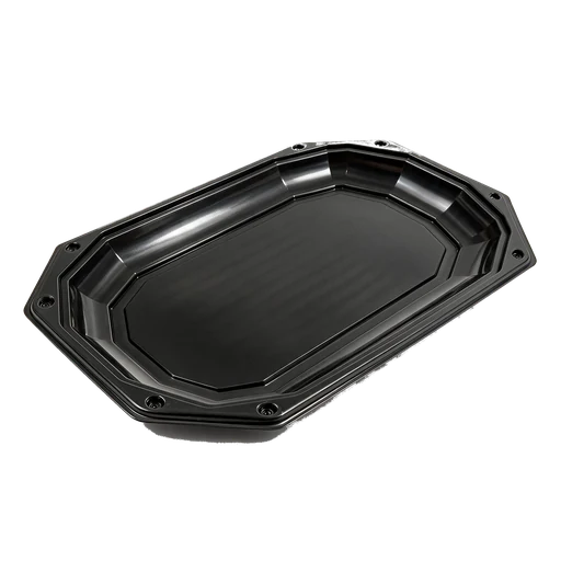 Octagonal black catering platter 45 cm with lid – 5 × 10 pieces
